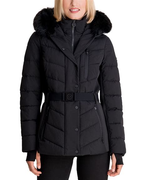 michael by michael kors faux fur trim hooded puffer coat|macy's Michael Kors puffer coat.